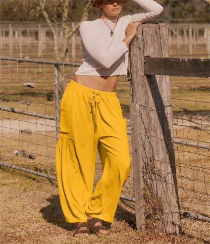 Women's high-waist drawstring wide-leg pants - Image 2