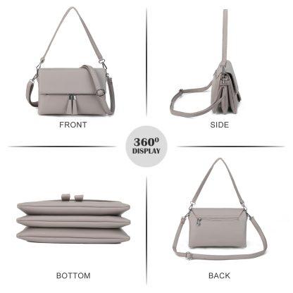 Light grey tassel crossbody bag - Image 6