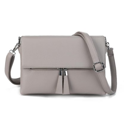 Light grey tassel crossbody bag