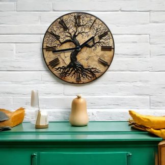 Creative three-dimensional relief tree wall clock