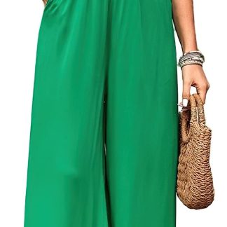 Women's pleated tight wide-leg jumpsuit