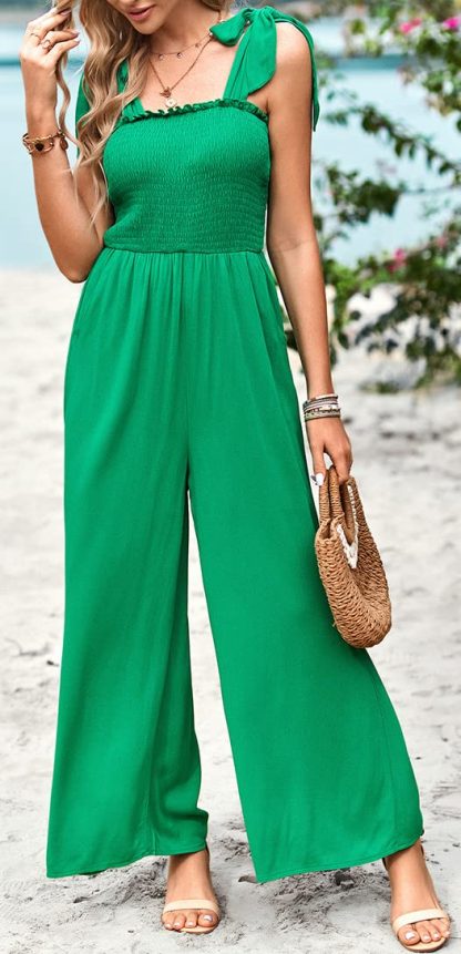 Women's pleated tight wide-leg jumpsuit - Image 3