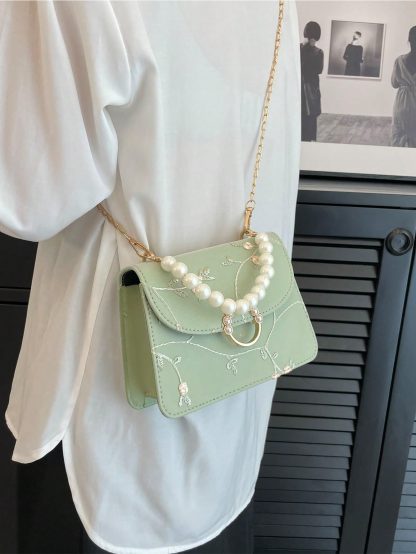 embroidered pearl handle mini bag - Image 4