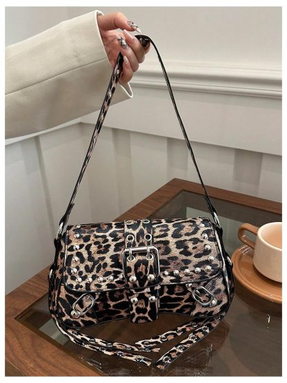 studded leopard print crossbody bag - Image 3