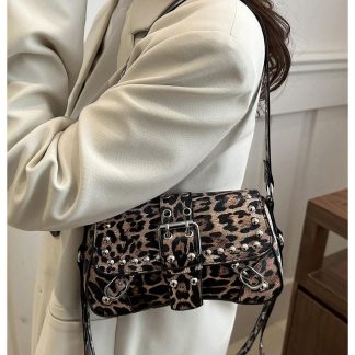 studded leopard print crossbody bag