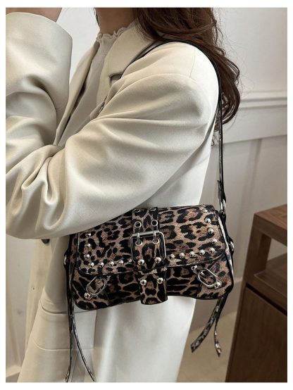 studded leopard print crossbody bag