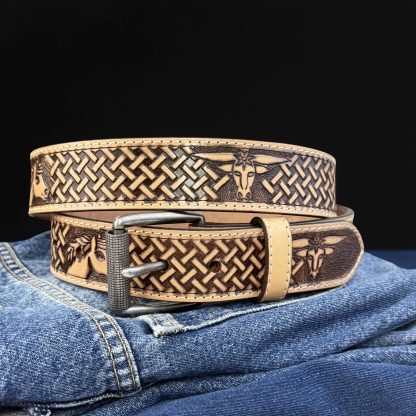 Woven bull head-carved belt - Image 6