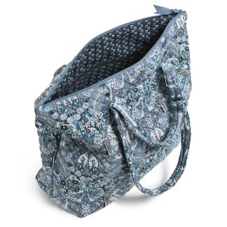 Vintage Print Quilted Tote Bag