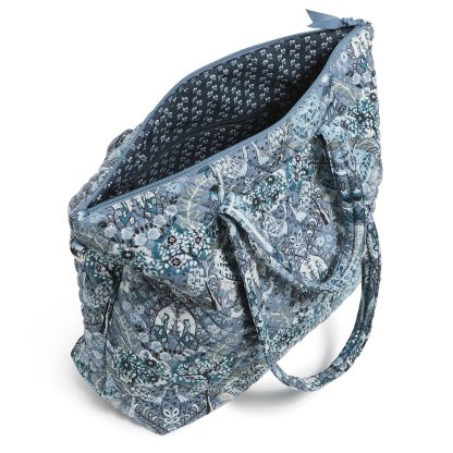 Vintage Print Quilted Tote Bag