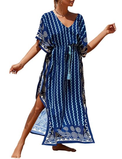 Bohemian wave pattern beach robe dress - Image 7