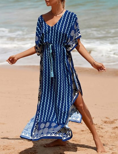Bohemian wave pattern beach robe dress - Image 4