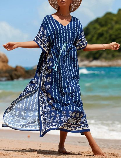 Bohemian wave pattern beach robe dress - Image 3