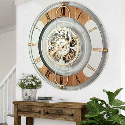 Contrast color industrial style gear wall clock - Image 4