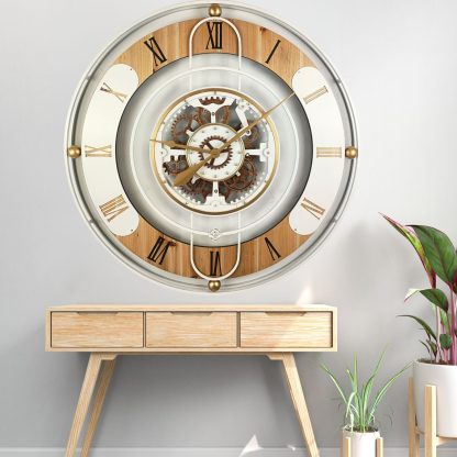 Contrast color industrial style gear wall clock - Image 3