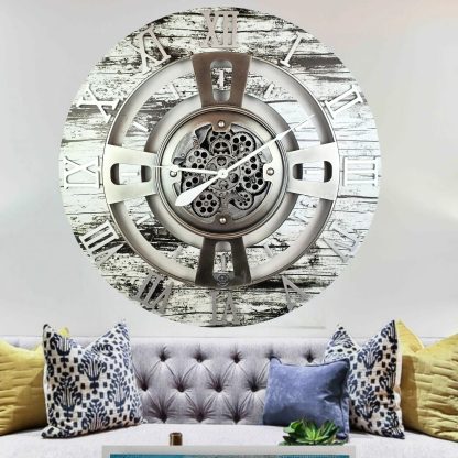 Retro mechanical gear wall clock