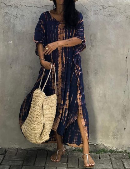 Tie-dye art-style robe dress