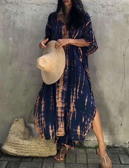 Tie-dye art-style robe dress - Image 5