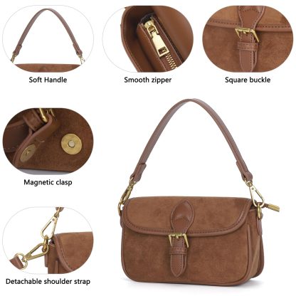 Vintage suede underarm baguette bag - Image 4