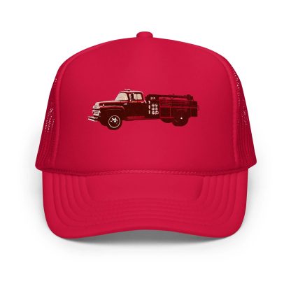 Vintage Fire Truck Print Mesh Trucker Hat - Image 6