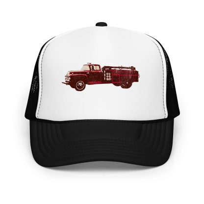 Vintage Fire Truck Print Mesh Trucker Hat - Image 2