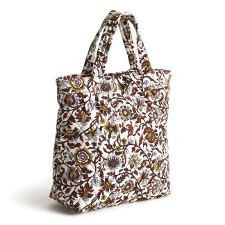 Vintage Art Floral Quilted Tote Bag