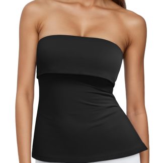 Women's Black Bandeau Layered Strapless Top