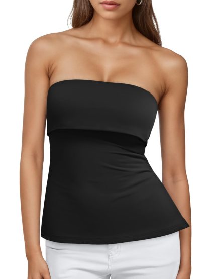 Women's Black Bandeau Layered Strapless Top