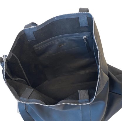 Handmade black leather tote bag - Image 5