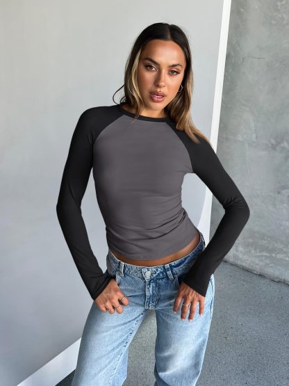 Women's Colorblock Raglan Long Sleeve Top - Image 6