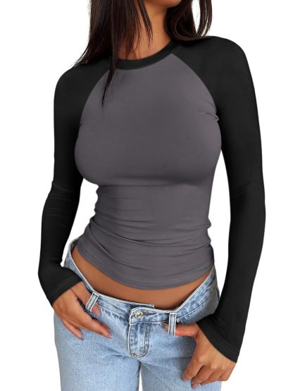 Women's Colorblock Raglan Long Sleeve Top - Image 5