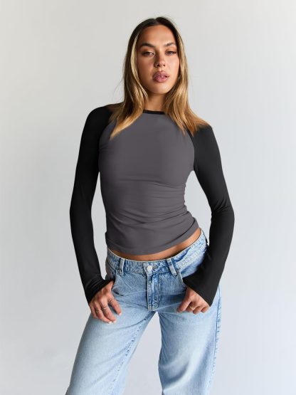 Women's Colorblock Raglan Long Sleeve Top