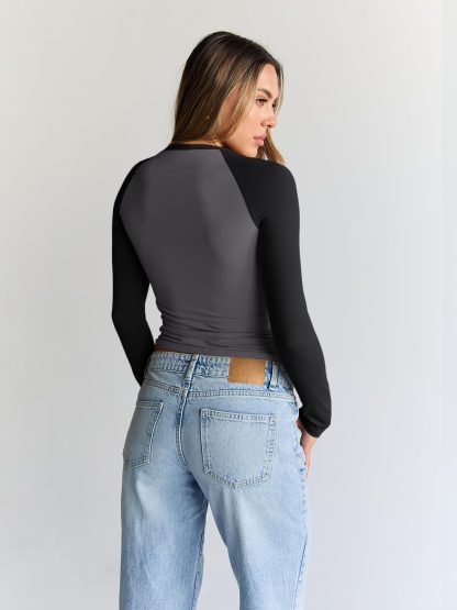 Women's Colorblock Raglan Long Sleeve Top - Image 2