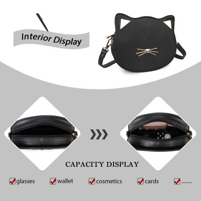 Playful black and gold cat crossbody bag - Image 3