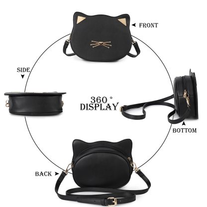 Playful black and gold cat crossbody bag - Image 2