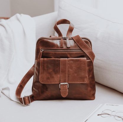 Vintage handmade leather backpack
