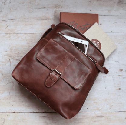 Vintage handmade leather backpack - Image 2
