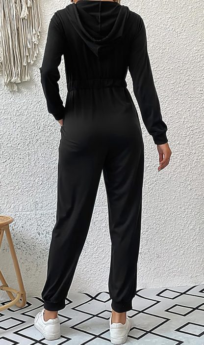 Women's Zip-Up Hooded Jogging Jumpsuit - Image 3