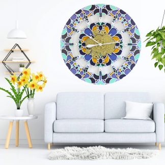 Colorful scroll art gear wall clock