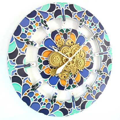 Colorful scroll art gear wall clock - Image 3