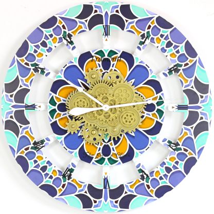 Colorful scroll art gear wall clock - Image 2