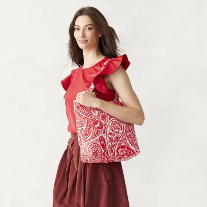Paisley pattern red and white tote bag - Image 6