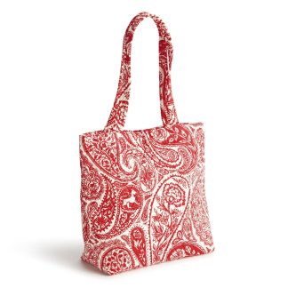 Paisley pattern red and white tote bag
