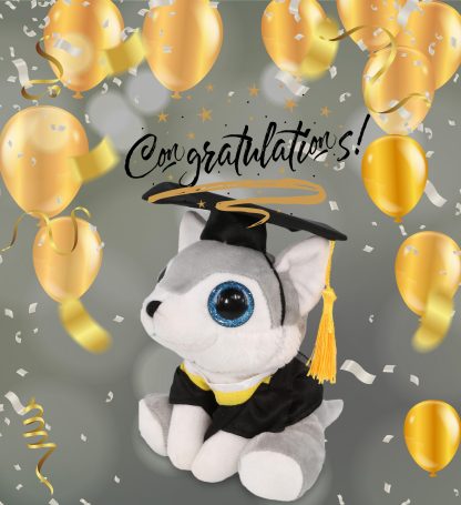 Graduation commemorative bachelor's gown and cute dog plush toy - Image 4