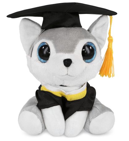 Graduation commemorative bachelor's gown and cute dog plush toy