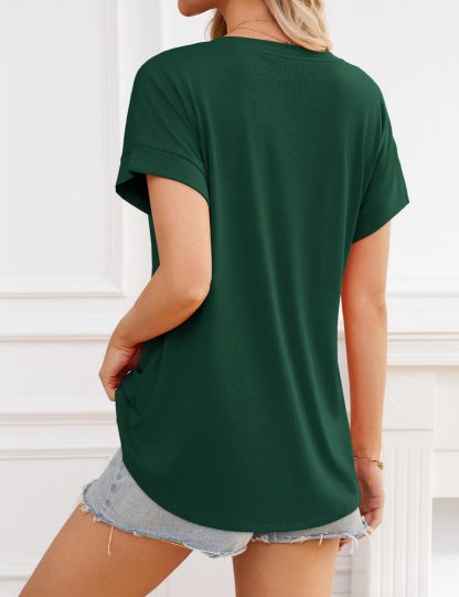 Slouchy V-neck short-sleeved loose top - Image 5