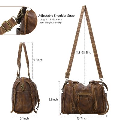 Retro distressed cowhide women's bag - Image 3