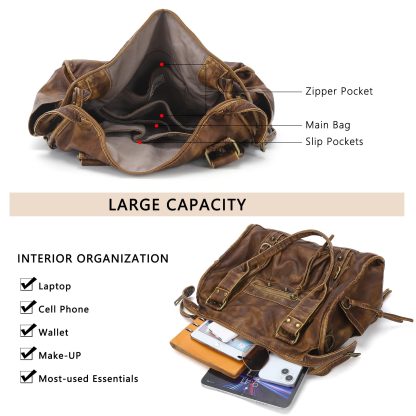 Retro distressed cowhide women's bag - Image 2