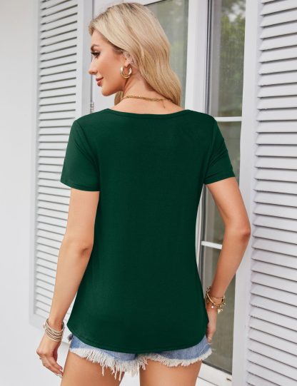 French Square Neck Short Sleeve Curved Hem Top - Image 5