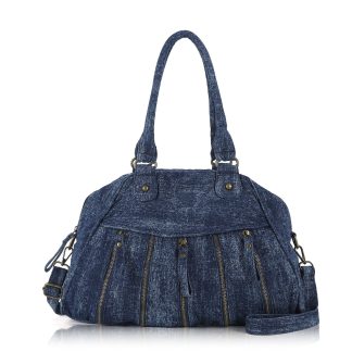Denim pleated handbag crossbody bag