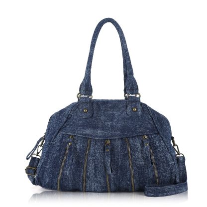 Denim pleated handbag crossbody bag